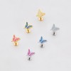 SPARKLING BUTTERFLY GLITTER CHARM THREADLESS LABRET SET 316L SURGICAL STEEL